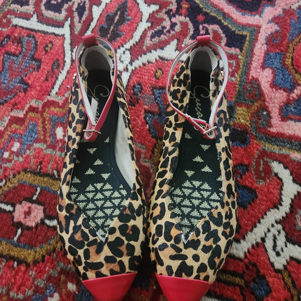 Cheetah Print Flats with Red Accents